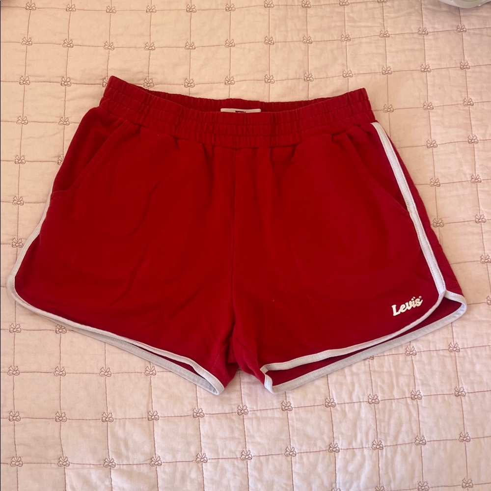 Levi's Girl’s Athletic Red Dolphin Shorts Size 10/12 - Picture 1 of 5